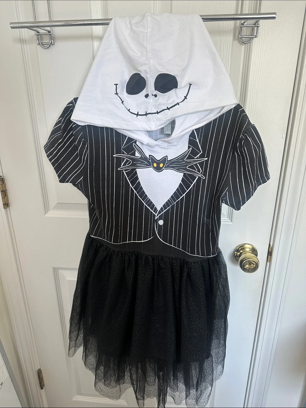 Disney Jack Skellington Pinstripe Hooded Dress in Black and White